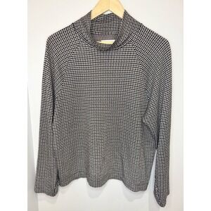 Lou & Grey Ann Taylor Knit Mock Neck houndstooth Sweatshirt Top MEDIUM
